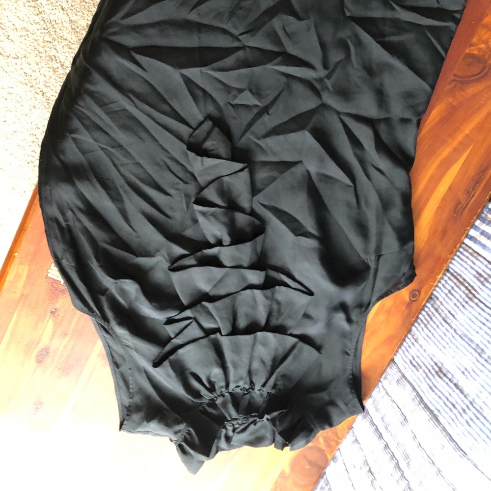 Silk black ruffle neck halter blouse Ann Taylor